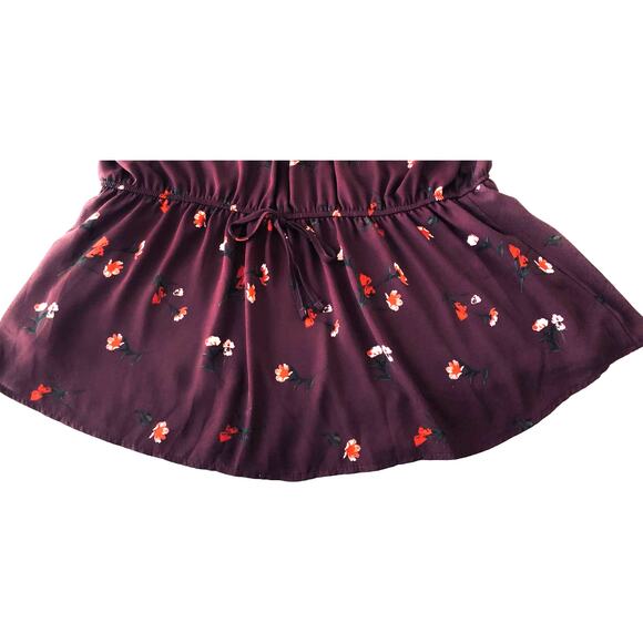 ORANGE KISS LONG SLEEVE V-NECK HALF-ZIP BLOUSE, WOMENS, 3X, BURGUNDY W/FLOWERS - Picture 7 of 12